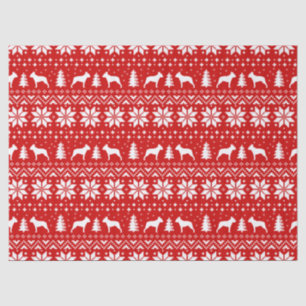 Boston Terrier Silhouettes Christmas Pattern Tissue Paper