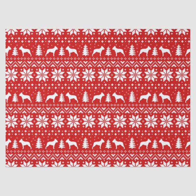 Boston Terrier Silhouettes Christmas Pattern Tissue Paper (Front)