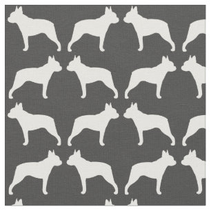 Boston Terrier Silhouettes Pattern Fabric