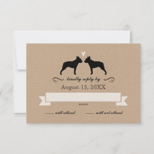 Boston Terrier Silhouettes Wedding RSVP Card
