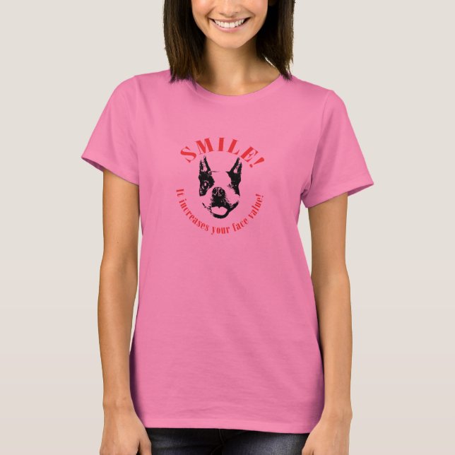 Boston Terrier Smile - Face Value T-Shirt (Front)