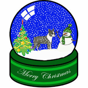 boston terrier snow globe photo sculpture decoration