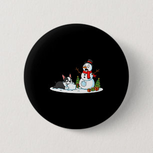 Boston Terrier Snowman Christmas Tree Xmas Womens  6 Cm Round Badge