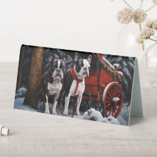 Boston Terrier Snowy Sleigh Christmas Decor  