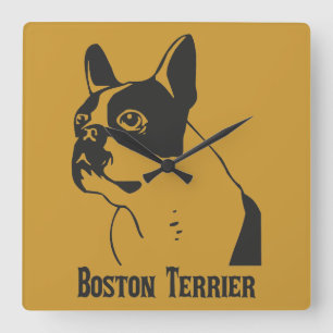 Boston Terrier Square Wall Clock
