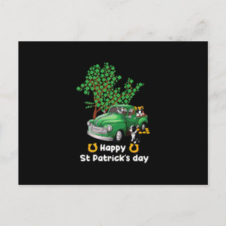 Boston Terrier st Patricks day truck Shamrock Announcement Postcard