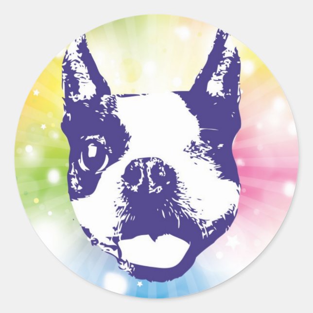 Boston Terrier Sunburst Classic Round Sticker (Front)
