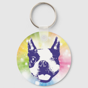 Boston Terrier Sunburst Key Ring