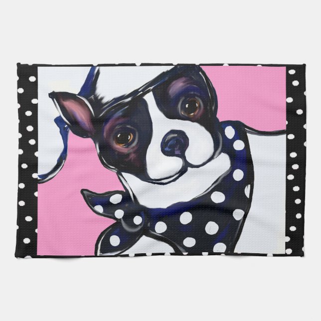 Boston Terrier Tea Towel (Horizontal)