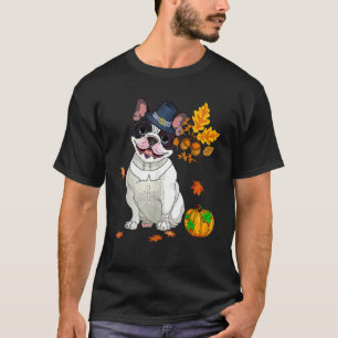 Boston Terrier Thanksgiving Costume Pilgrim Turkey T-Shirt