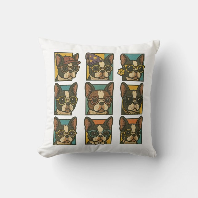 Boston Terrier Trendsetters Cushion (Front)