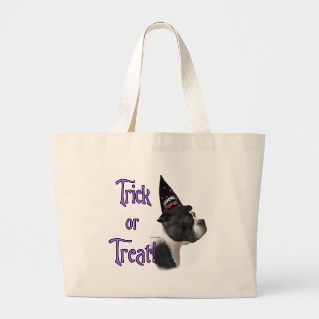 Boston Terrier Trick Large Tote Bag (Front)