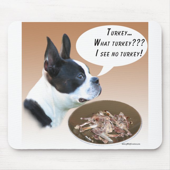 Boston Terrier Turkey Mouse Mat (Front)