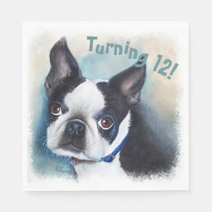 Boston Terrier Turning 12 Party Napkin