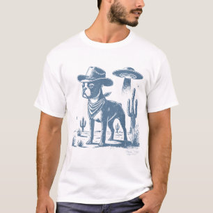 Boston Terrier Ufo Cowboy Dog Dog Mum Dog Dad Alie T-Shirt