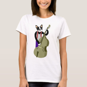 Boston Terrier Upright  Bass Player T-Shirt