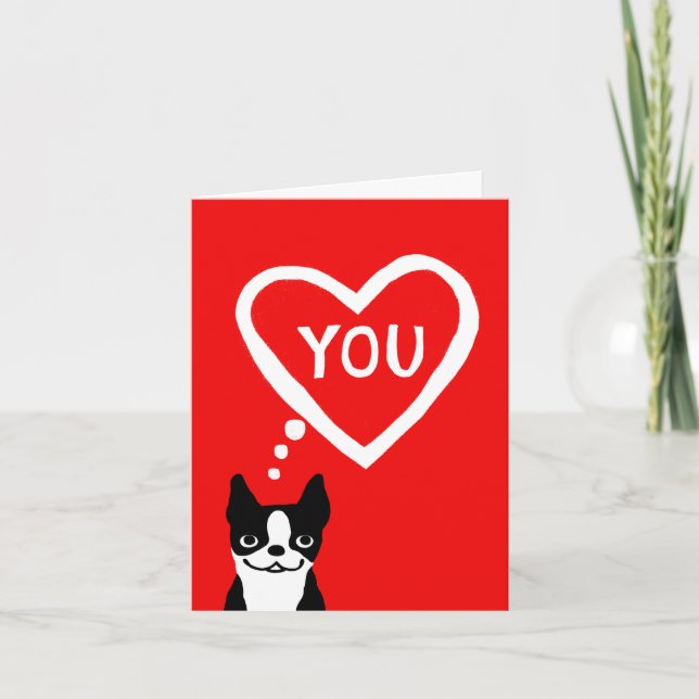 Boston Terrier Valentine Holiday Card (Front)