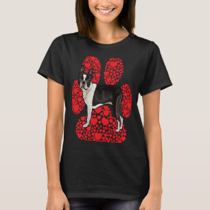 Boston Terrier Valentines Day Dog Love Paw T-Shirt