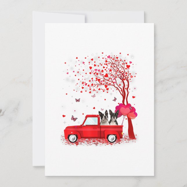 Boston Terrier Valentines Day Gifts Dogs Red Truck Save The Date (Front)