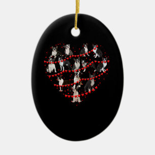 Boston Terrier Valentine's Day Red Heart Ceramic Tree Decoration