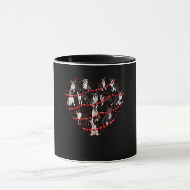 Boston Terrier Valentine's Day Red Heart Mug (Center)