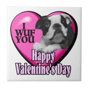 Boston Terrier Valentines Day Tile