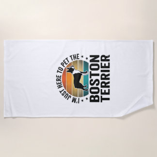 Boston Terrier Vintage Pet Lover Shirt Design_1 Beach Towel