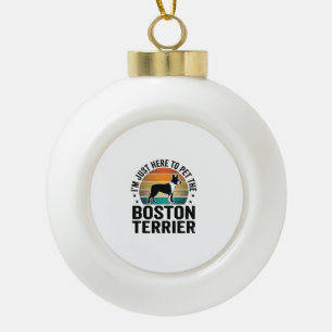 Boston Terrier Vintage Pet Lover Shirt Design_1 Ceramic Ball Christmas Ornament