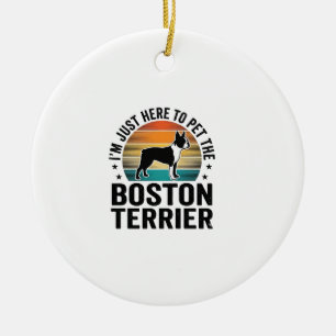 Boston Terrier Vintage Pet Lover Shirt Design_1 Ceramic Tree Decoration