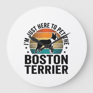 Boston Terrier Vintage Pet Lover Shirt Design_1 Large Clock