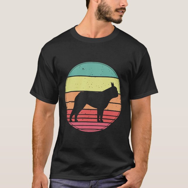 Boston Terrier Vintage Retro Sunset T-Shirt (Front)