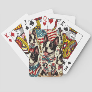 Boston Terrier Vintage Seamless Illustration Playing Cards