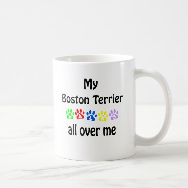 Boston Terrier Walks Design Coffee Mug (Right)