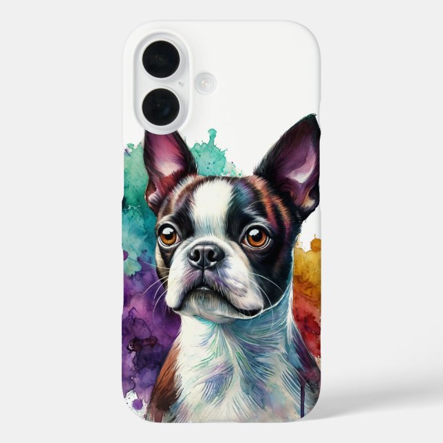 Boston Terrier Watercolor Art Case-Mate iPhone Case (Back)