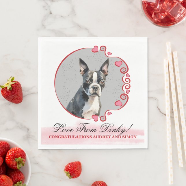 Boston Terrier Wedding Napkins With Dogs Photo (Insitu)