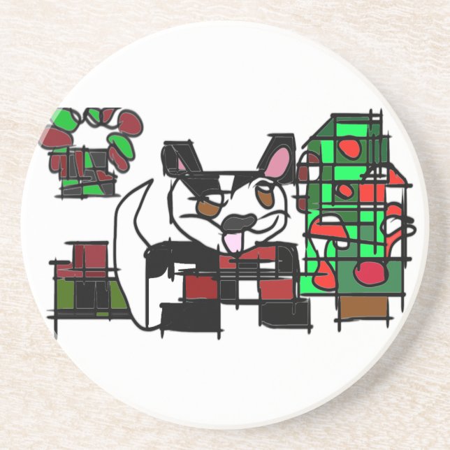 Boston terrier winter  coaster (Front)