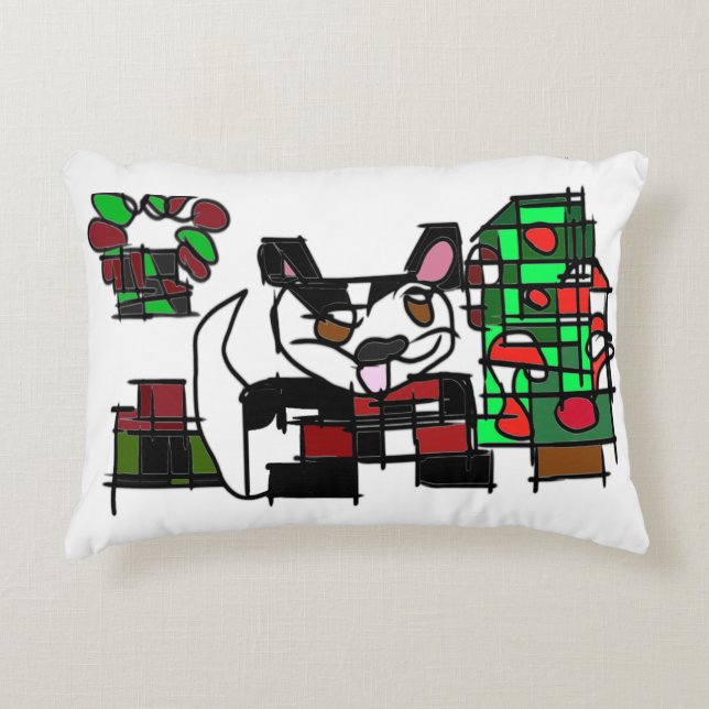 Boston terrier winter  decorative cushion (Front)