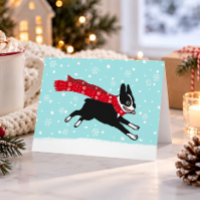 Boston Terrier Winter Snow Dog | Happy Holiday