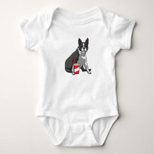 Boston Terrier with Drink Baby Bodysuit