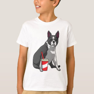 Boston Terrier with Drink T-Shirt
