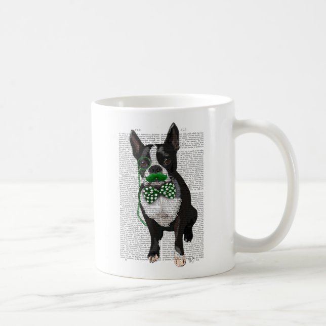 Boston Terrier With Green Moustache And Spotty 2 Coffee Mug (Right)