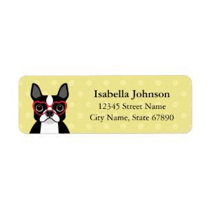 Boston Terrier with Heart Glasses Address Label
