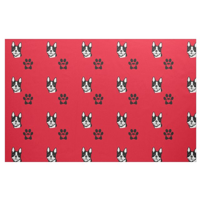 Boston Terrier with Paws Cotton Fabric (Fat Quarter)