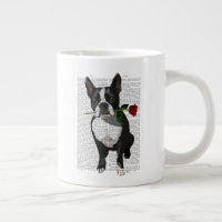 Boston Terrier with Rose in Mouth