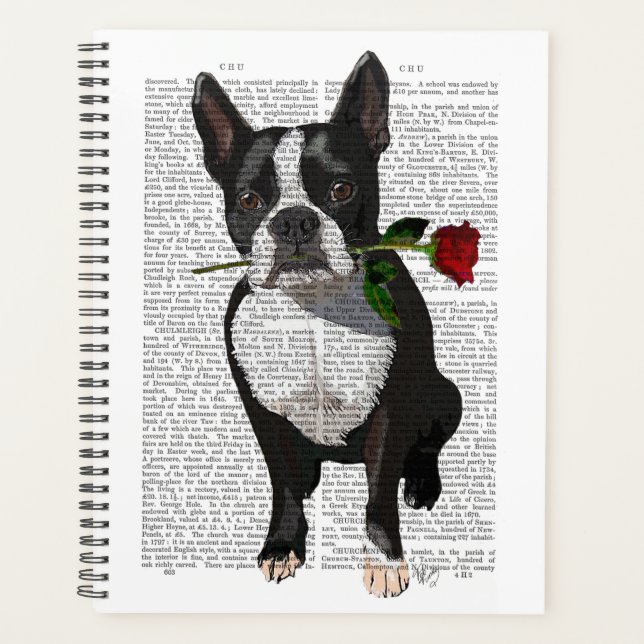 Boston Terrier with Rose in Mouth Planner (Front)
