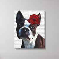 Boston Terrier with Rose on Head