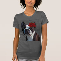 Boston Terrier with Rose on Head