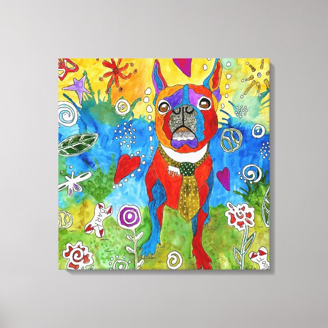 Boston Terrier Wrapped Canvas 20x20 (Customisable) (Front)