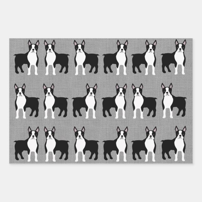 Boston Terrier Wrapping Paper Sheets (Front)