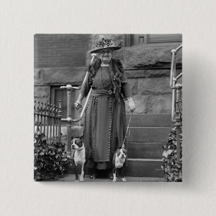 Boston Terriers & 1920s Fashion 15 Cm Square Badge